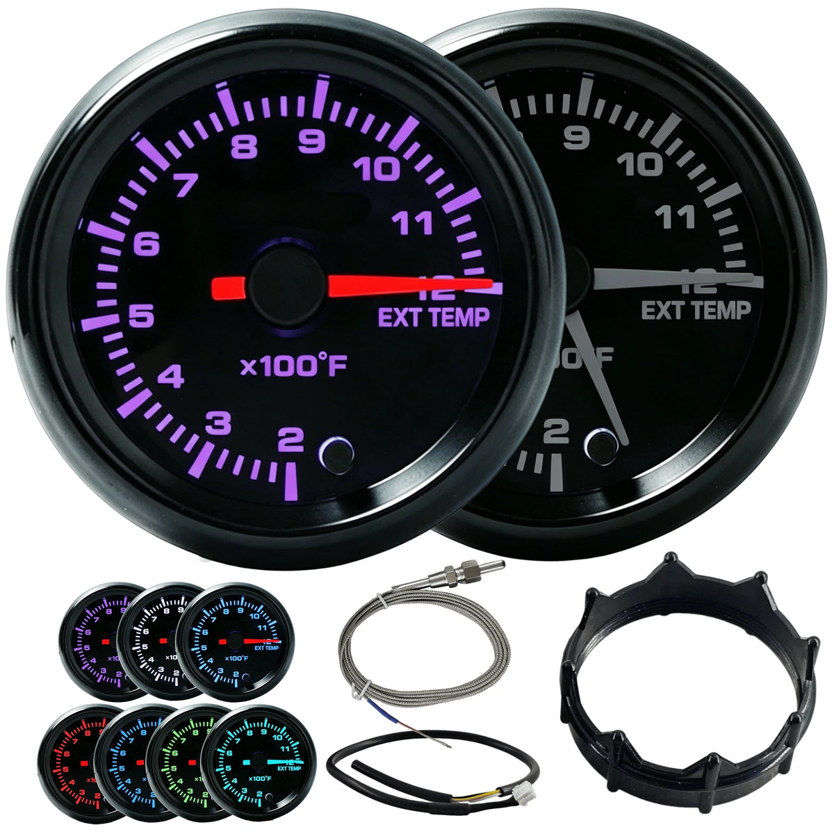 2" Analog EGT Exhaust Gas Pyrometer Temp Gauge for Car (0-2192F, 12V)