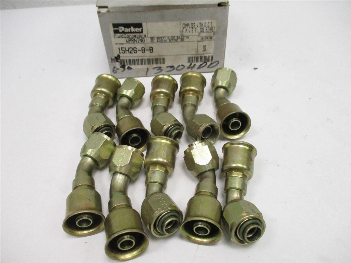 Set of 10 Parker Hydraulic Hose Crimp Fittings 15H26-8-8