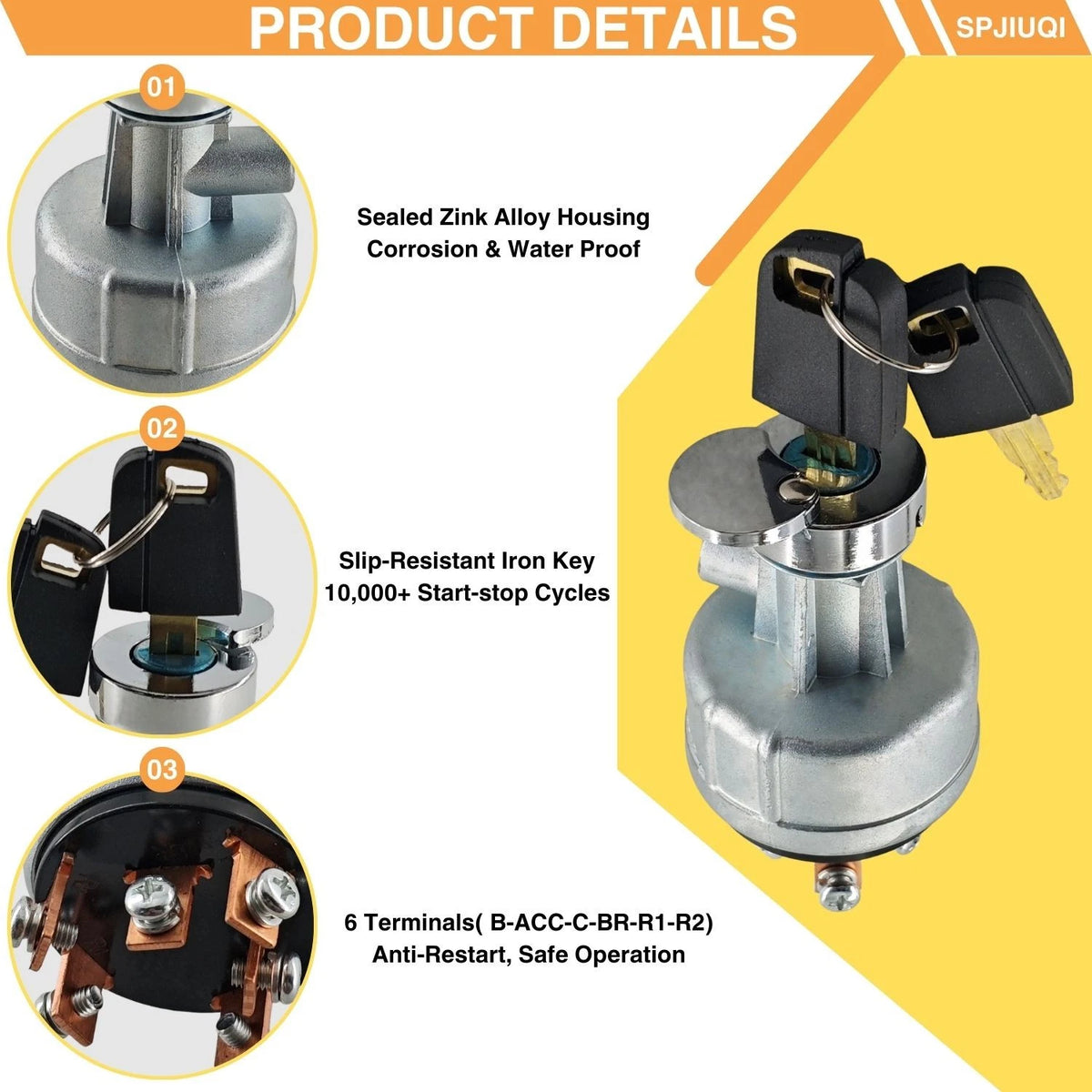 Ignition Switch with 2 Keys for Caterpillar CAT 317, 317BLN, 318B, 320