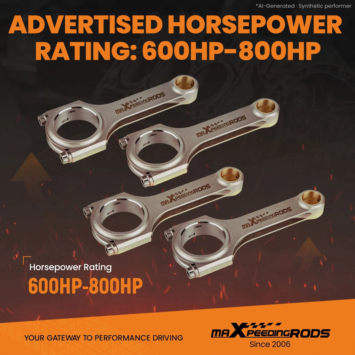 Set of 4 H-Beam Engine Rods for Honda CRV TSX K24 2.4L (2002–2008) 4340 Steel