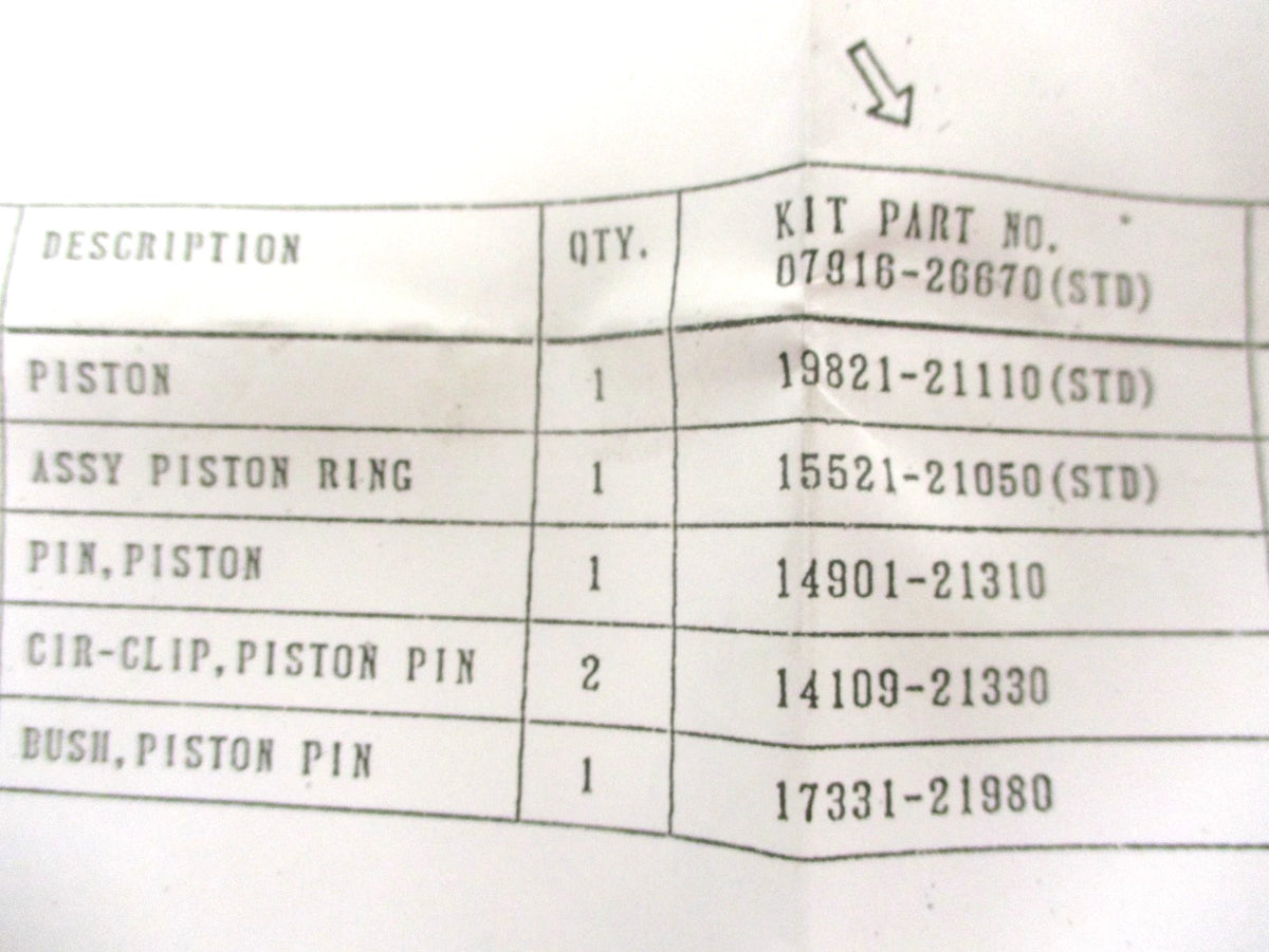 OEM Engine Standard Piston and Ring Kit for Kubota D1402 (07916-26670, 19821-21110)