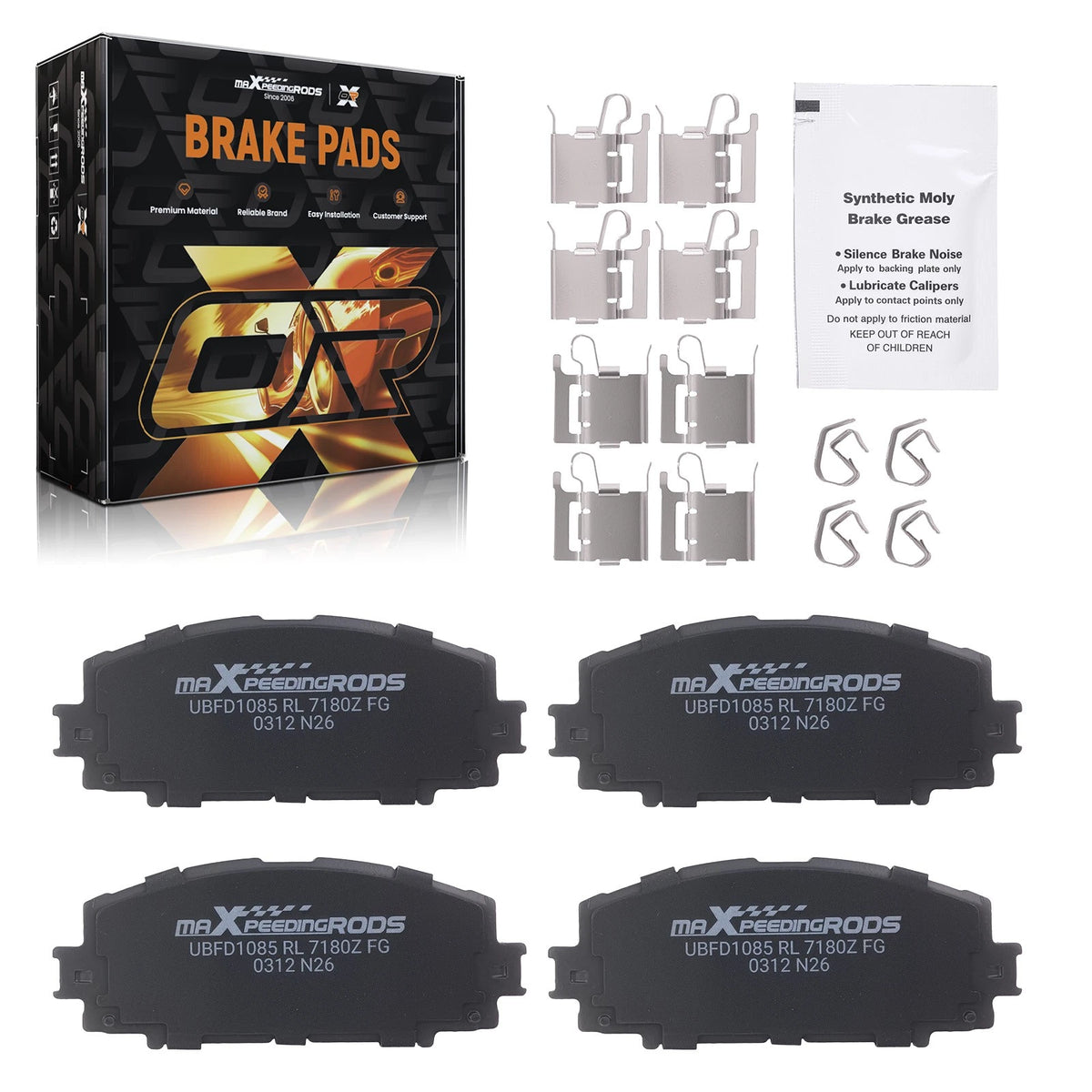 4X Front Ceramic Brake Pads Kit for Lexus CT200h (2011–2017) Toyota Yaris (2007–2018)
