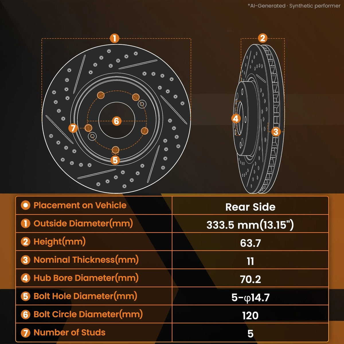 Rear Brake Rotors & Ceramic Pads Kit for Acura MDX (2007–2013), Honda Pilot (2009–2014)