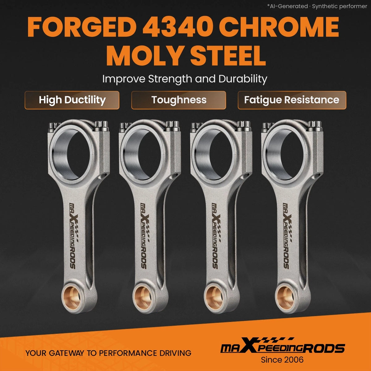 Set of 4 Forged EN24 Connecting Rods for Honda Prelude Accord (H22)