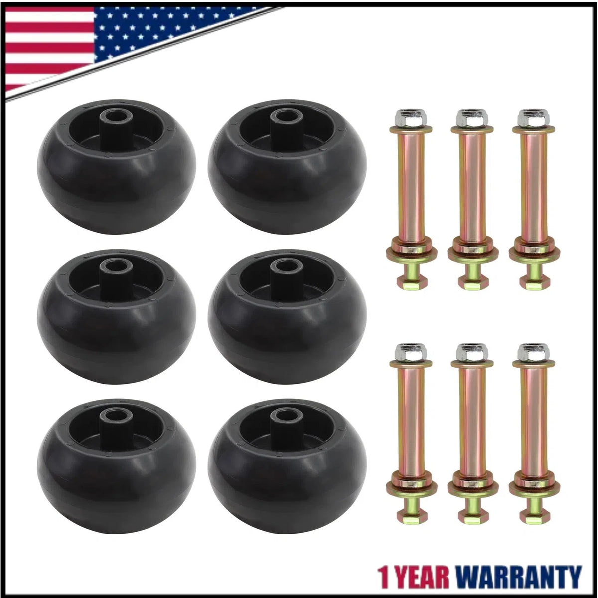 Set of 6 Mower Deck Wheels for Exmark 103-3168 116-9981 Kubota Anti Scalp