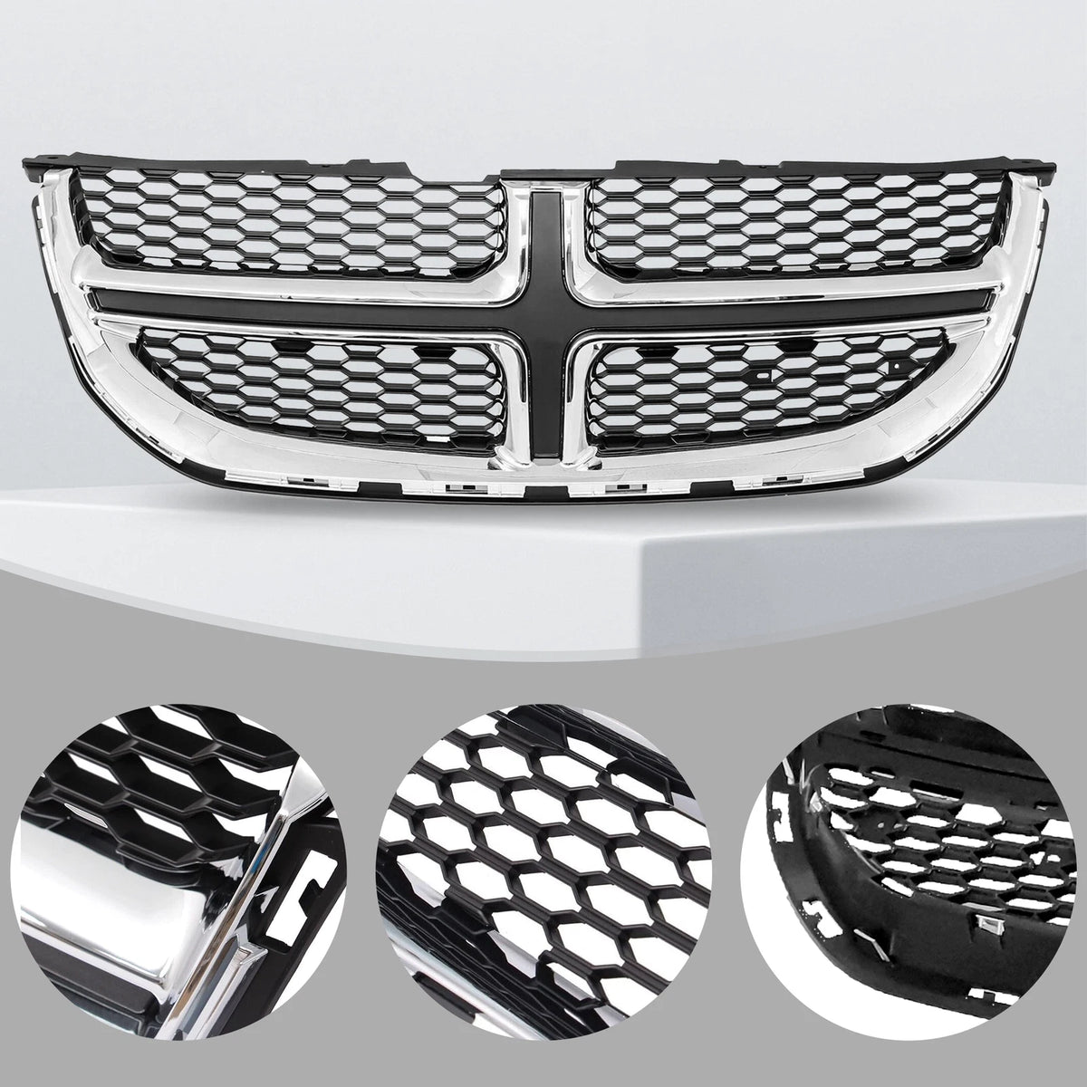 Chrome Front Bumper Grill Upper Grille for Dodge Grand Caravan (2011–2020) JYA055