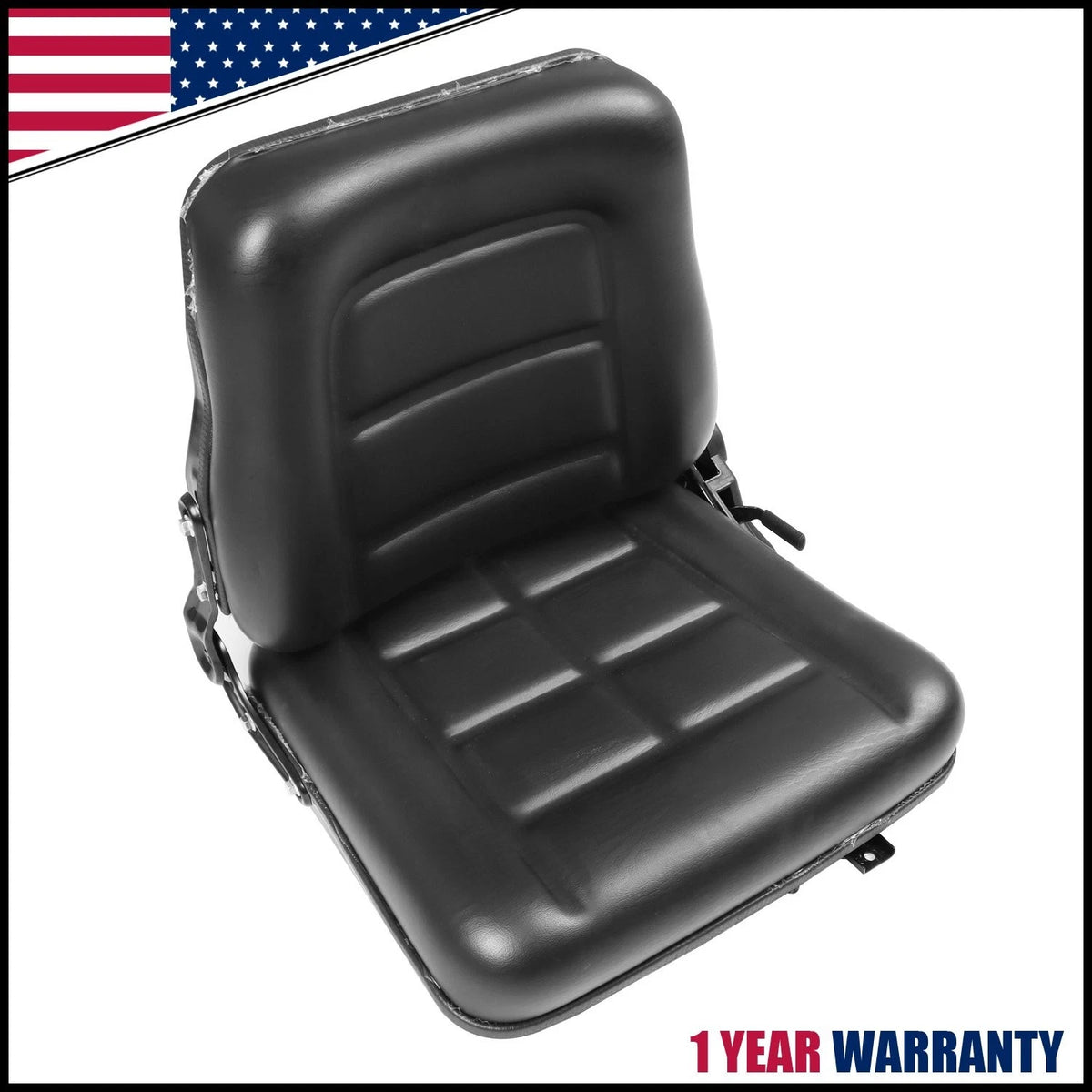 Fold Down Tractor Seat for Universal Forklift (Black PVC)