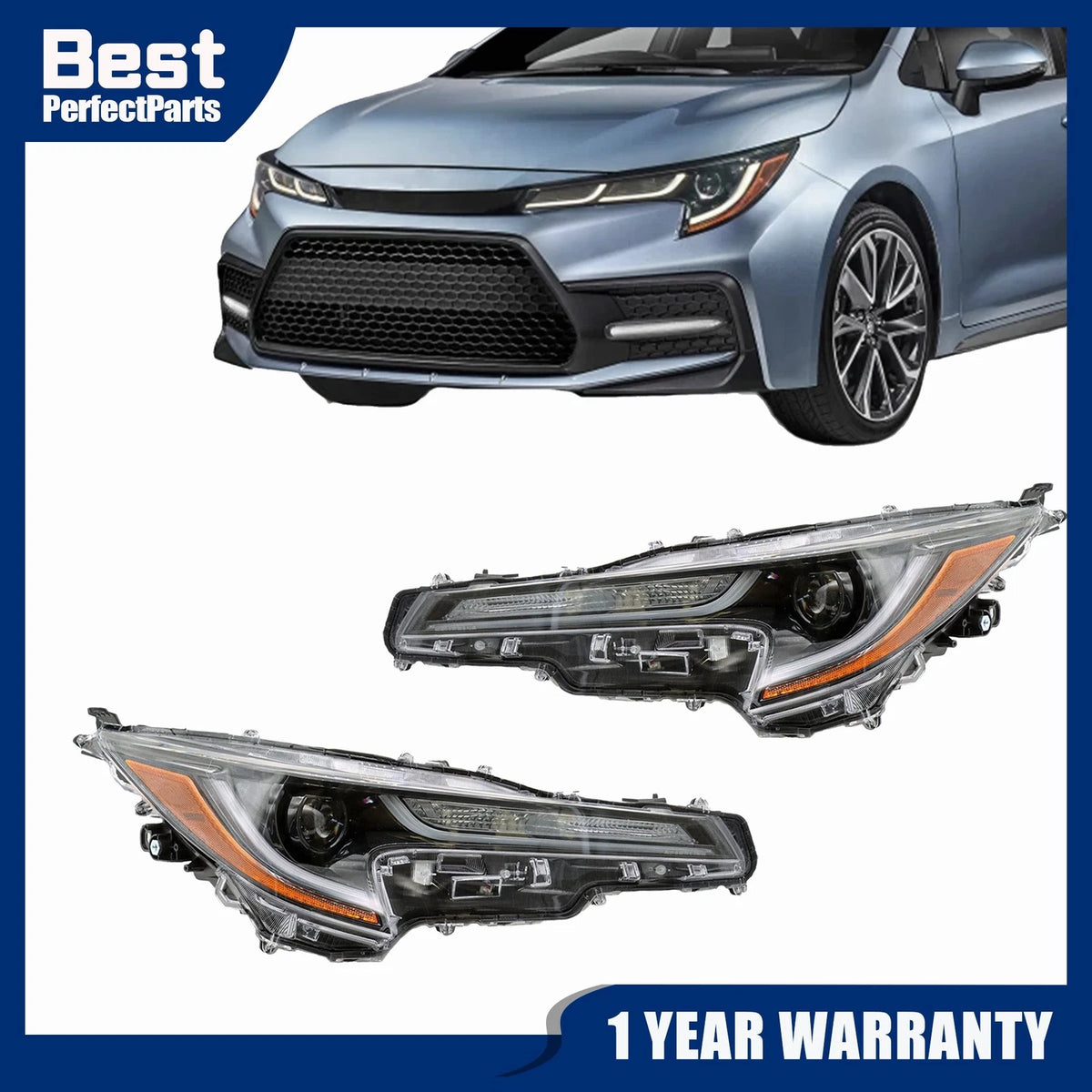 Pair of LED Headlights for Toyota Corolla (2020–2021) LH RH Side