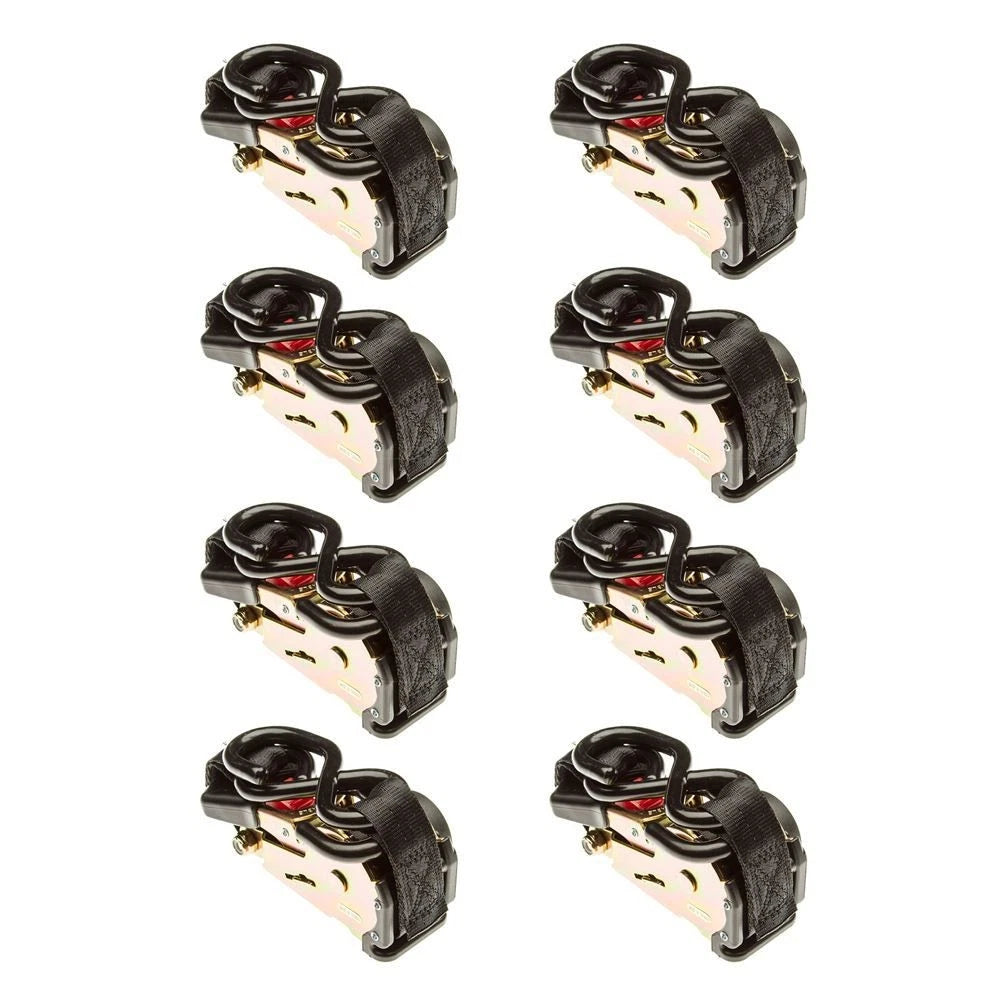 8-Pack 1" x 6' Retractable Ratchet Strap with S-Hooks