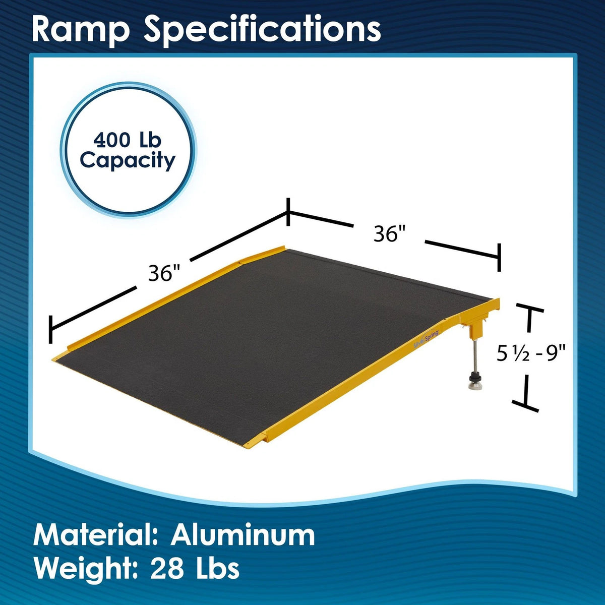 36" Aluminum Adjustable Solid Threshold Ramp for