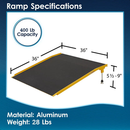 36" Aluminum Adjustable Solid Threshold Ramp for
