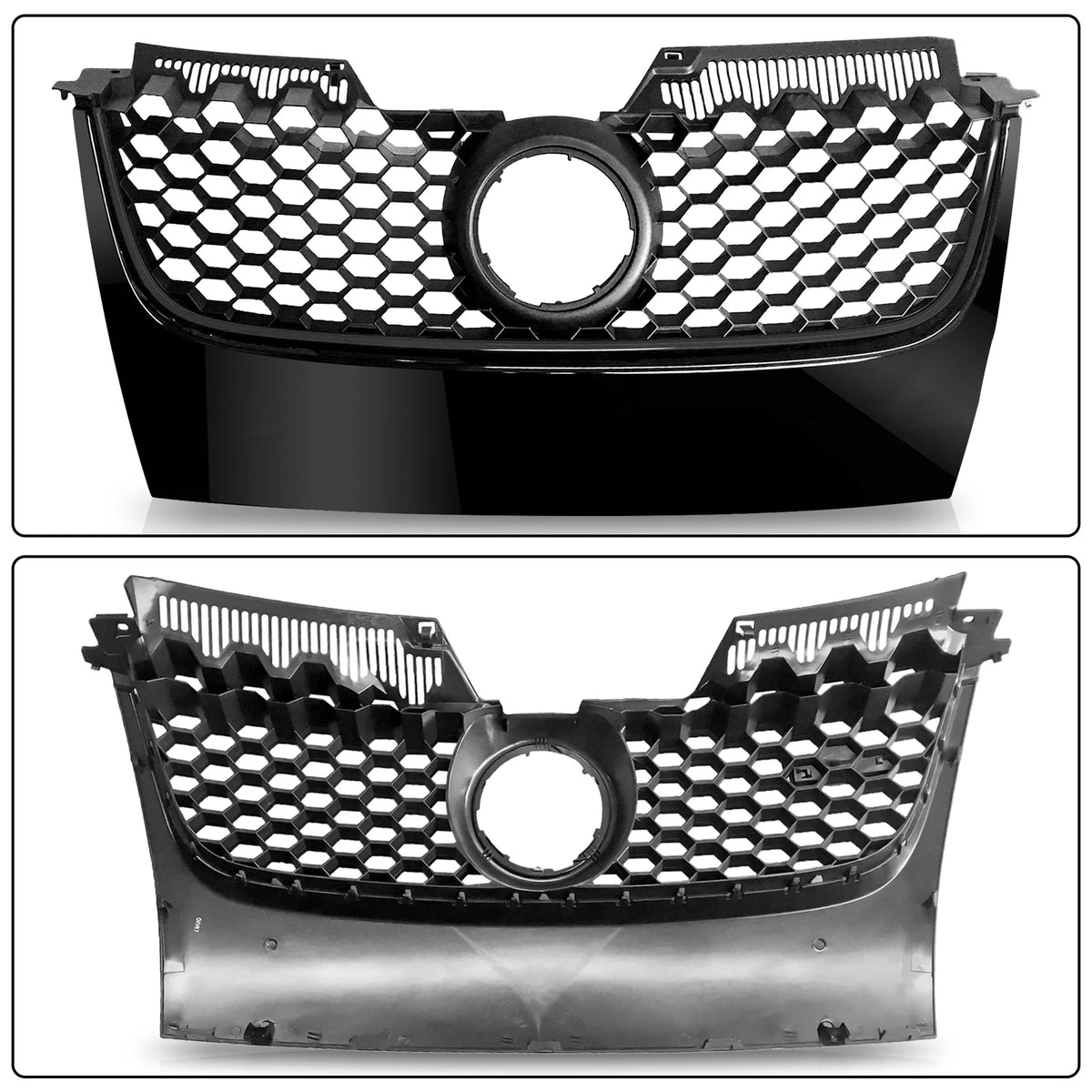 Badgeless Hex Mesh Grille for VW Jetta/GLI/GTI (2006–2009) - Glossy Black