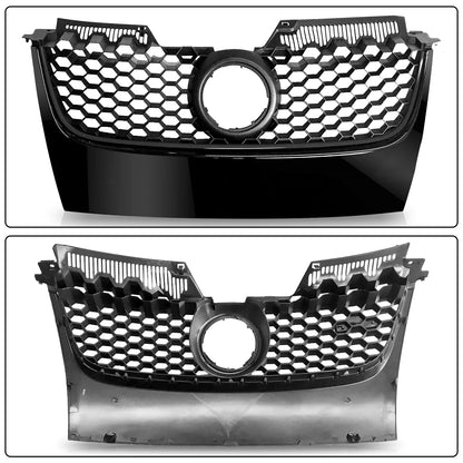 Badgeless Hex Mesh Grille for VW Jetta/GLI/GTI (2006–2009) - Glossy Black
