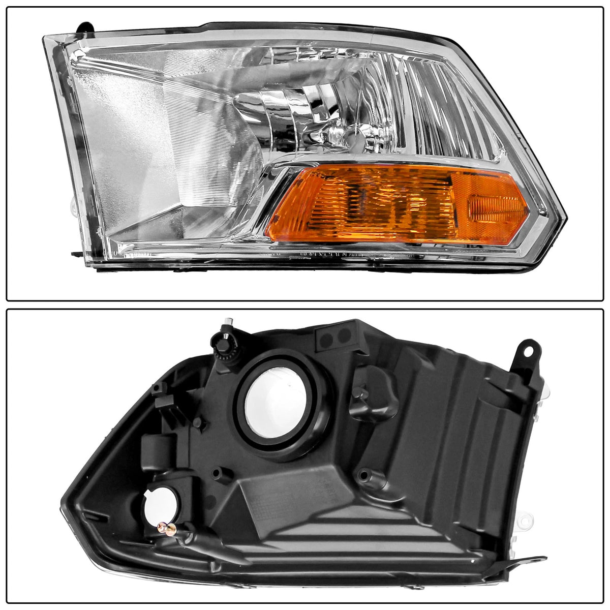Pair Headlight Assembly Chrome for Dodge Ram 1500 2500 3500 (2009–2012)