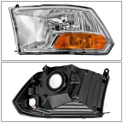 Pair Headlight Assembly Chrome for Dodge Ram 1500 2500 3500 (2009–2012)