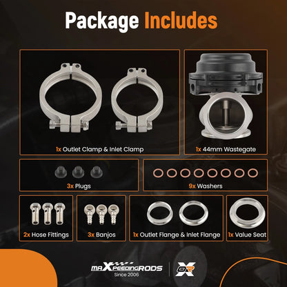 50mm Blow Off Valve + 44mm V-Band Turbo Wastegate Kit for Universal