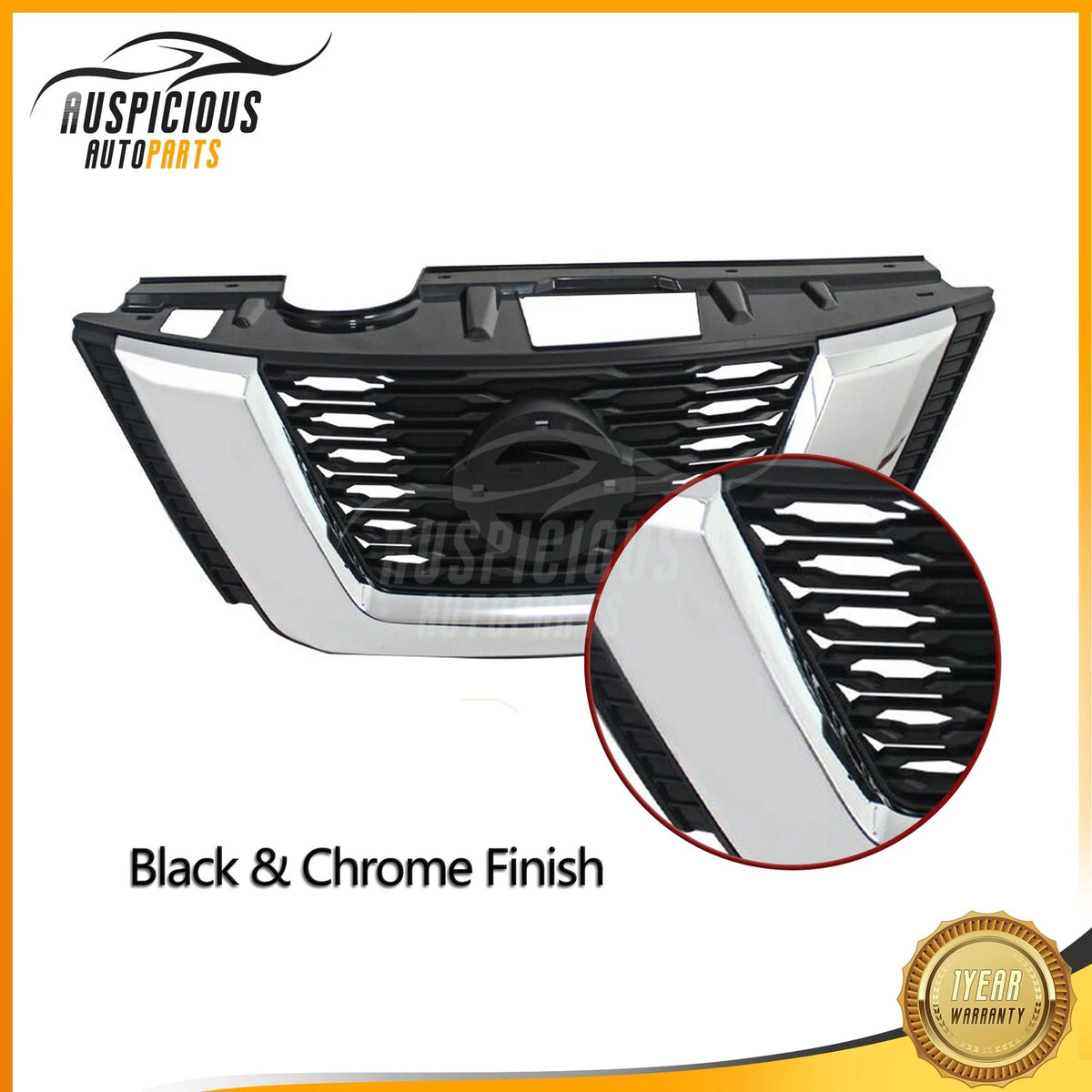 Chrome Front Upper Bumper Grille for Nissan Rogue (2017–2018)