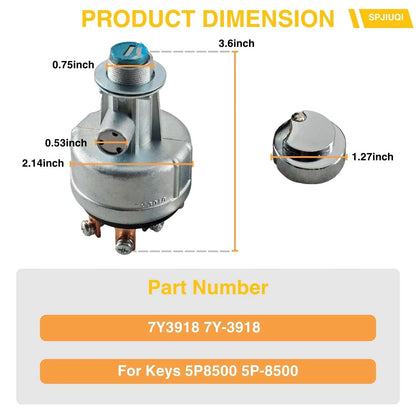 Ignition Switch with 2 Keys for Caterpillar CAT 317, 317BLN, 318B, 320