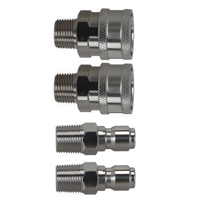 Set of 4 3/8" NPT Pressure Washer Quick Connector Adapters for Hose Pump Wand