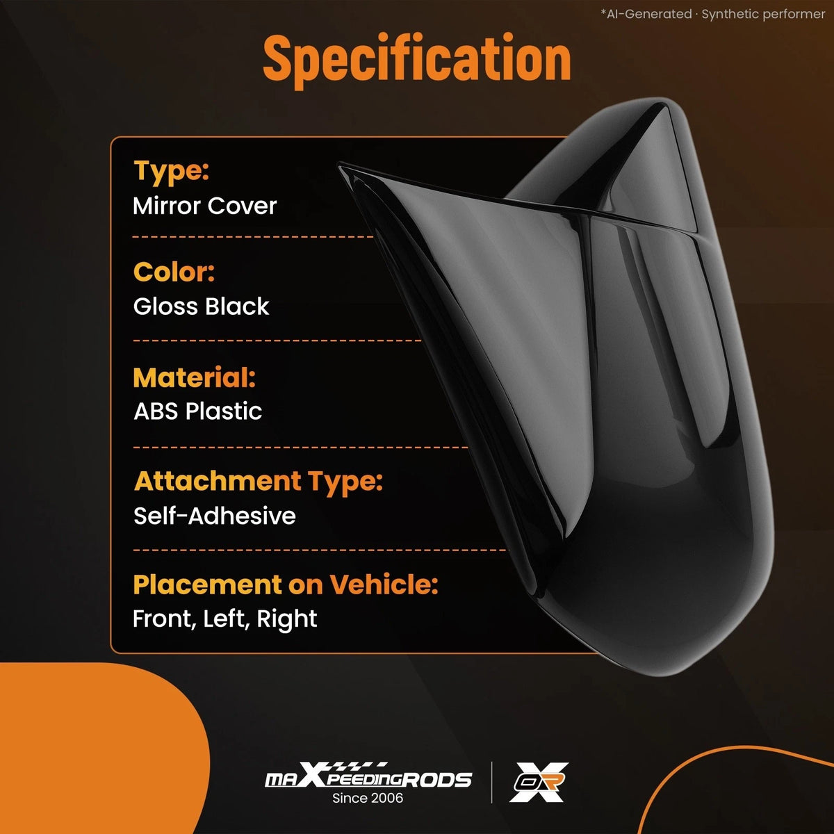 Set of 2 Exterior Mirror Cap Kit for Toyota Camry Avalon (2018–2023) Gloss Black