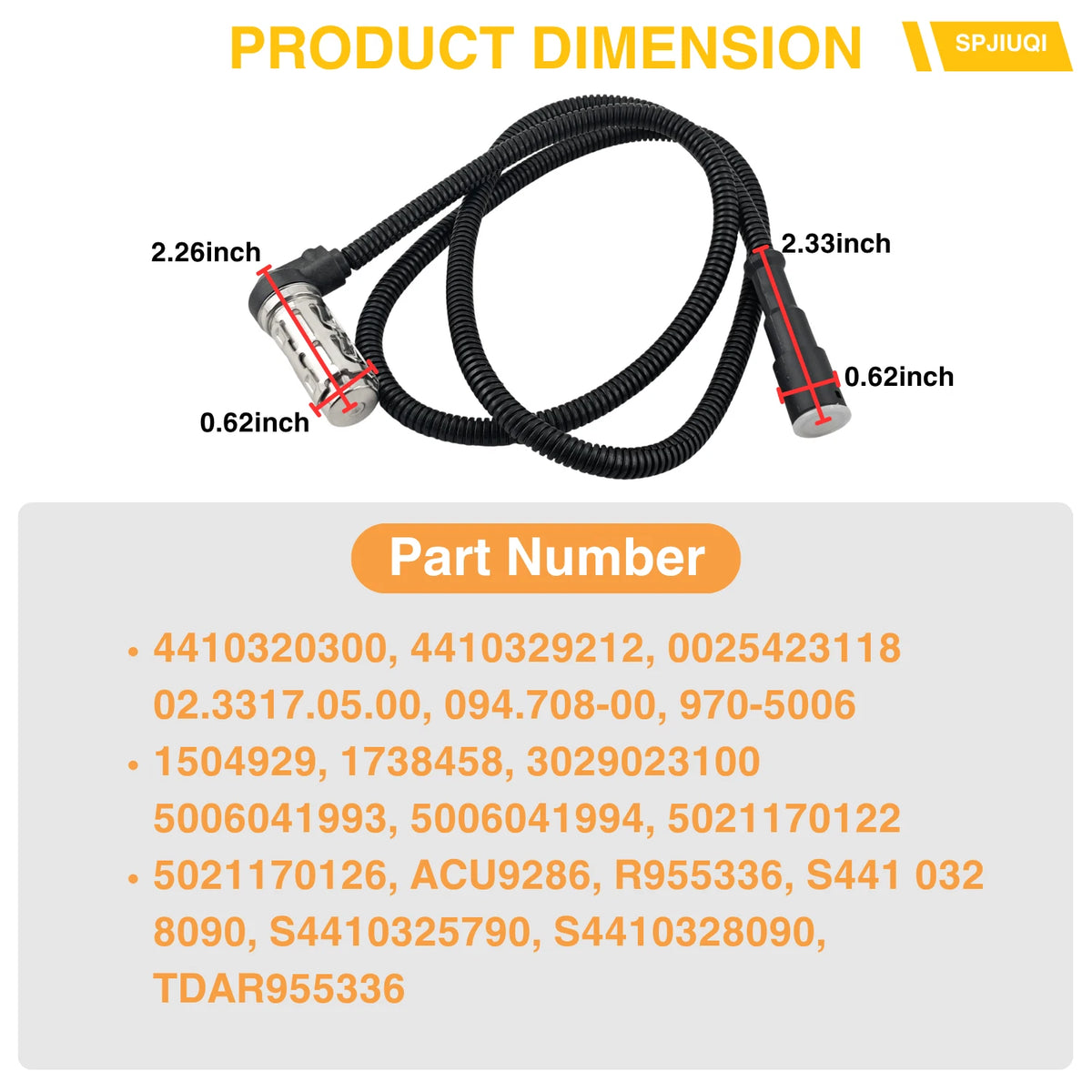 2X ABS Wheel Speed Sensor for Kenworth Peterbilt DAF MAN Iveco 4410328090