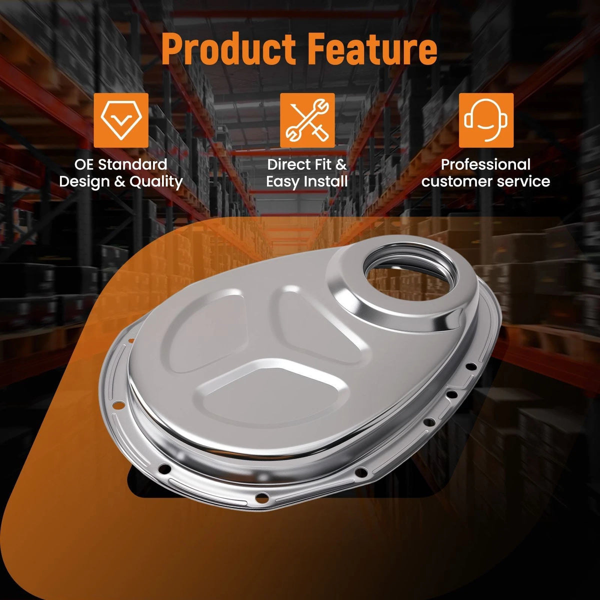 Chrome Steel Timing Cover for Small Block Chevy SBC 283-400 V8 (1958–1986)