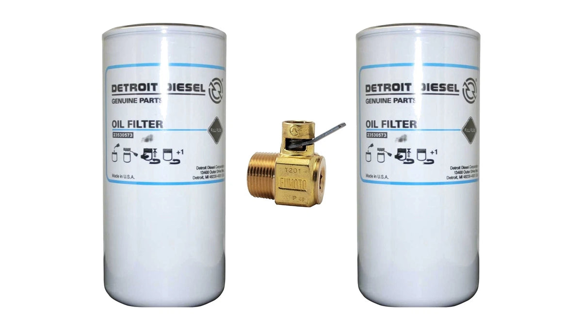 Oil Filter Kit with T-201 Oil Drain Valve for Detroit Diesel (23530573)