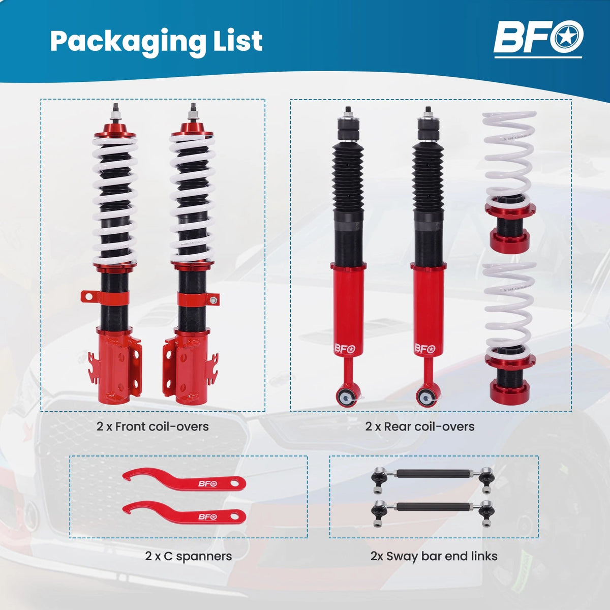 Adjustable Coilover Lowering Kit for Toyota Yaris (2006–2011)