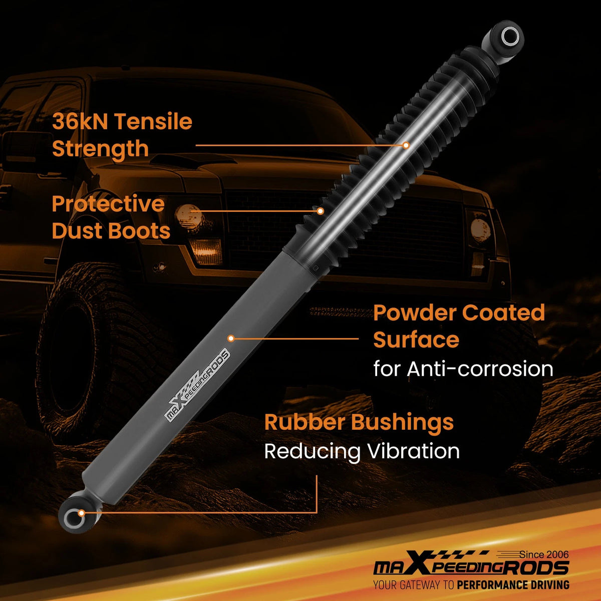 Heavy Duty Rear Shock Absorbers for Nissan Titan 4WD (2004–2024) 0-2.5" Lift Kit