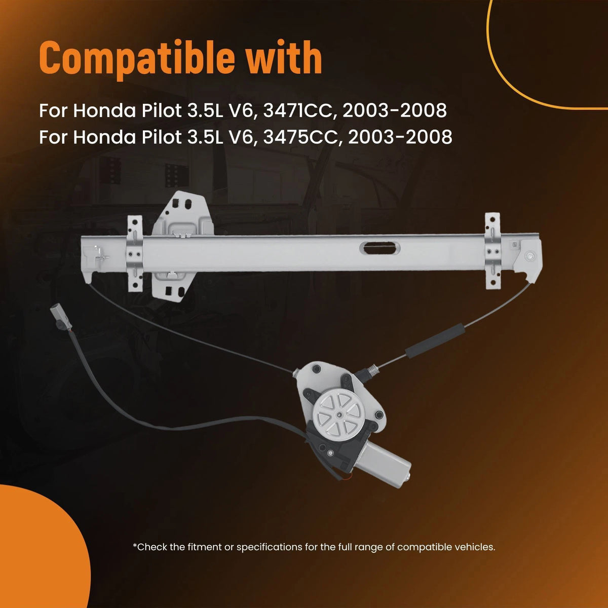 1x Window Regulator & Motor Assembly Rear Left for Honda Pilot (2003–2008)