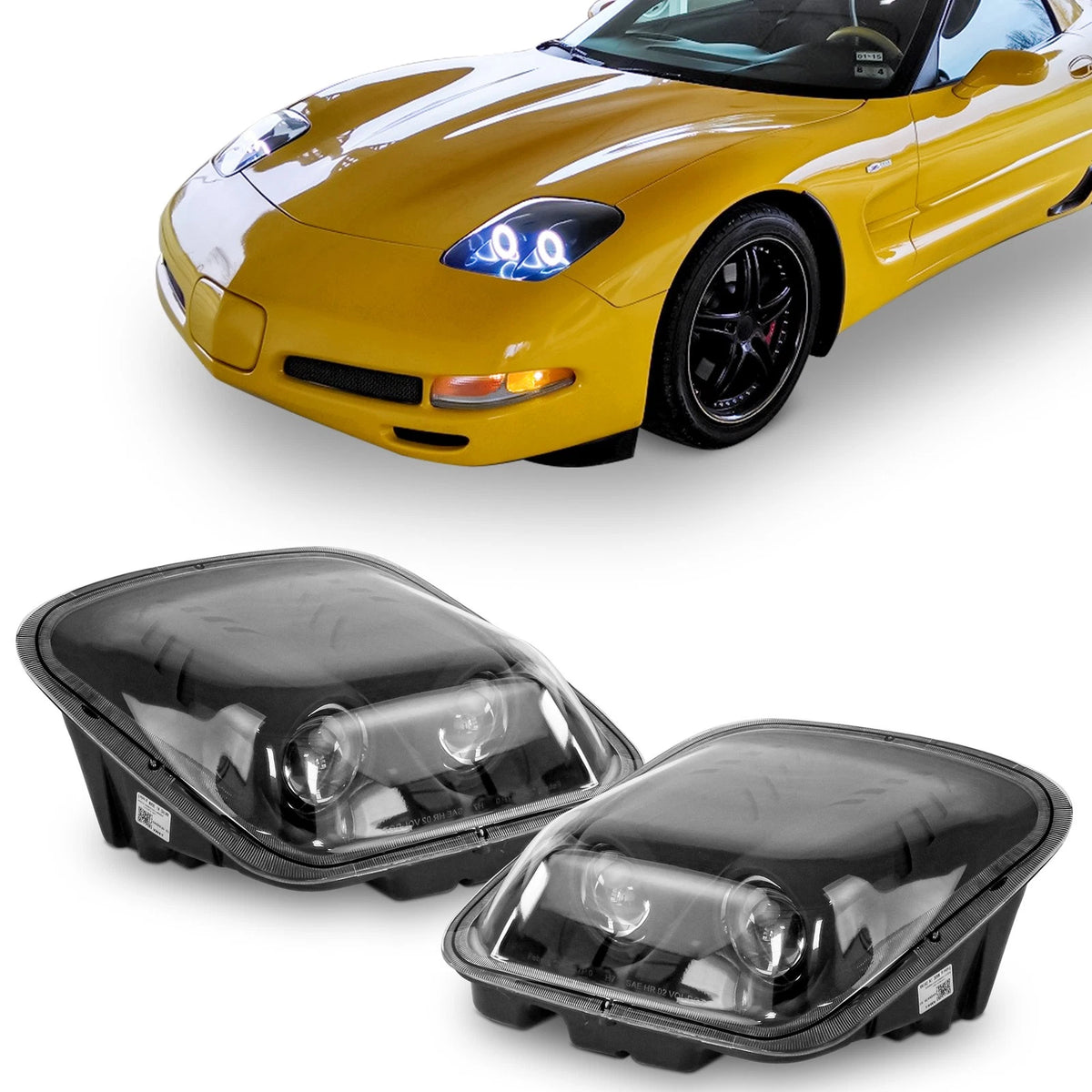 Replacement Projector Headlights for Chevy Corvette (1997–2004) Matte Black