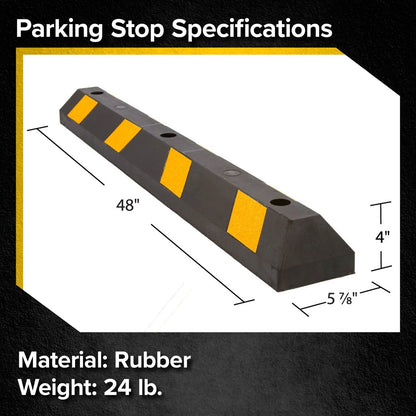 Rubber Parking Stopper for Garage (4', Mounting Holes)