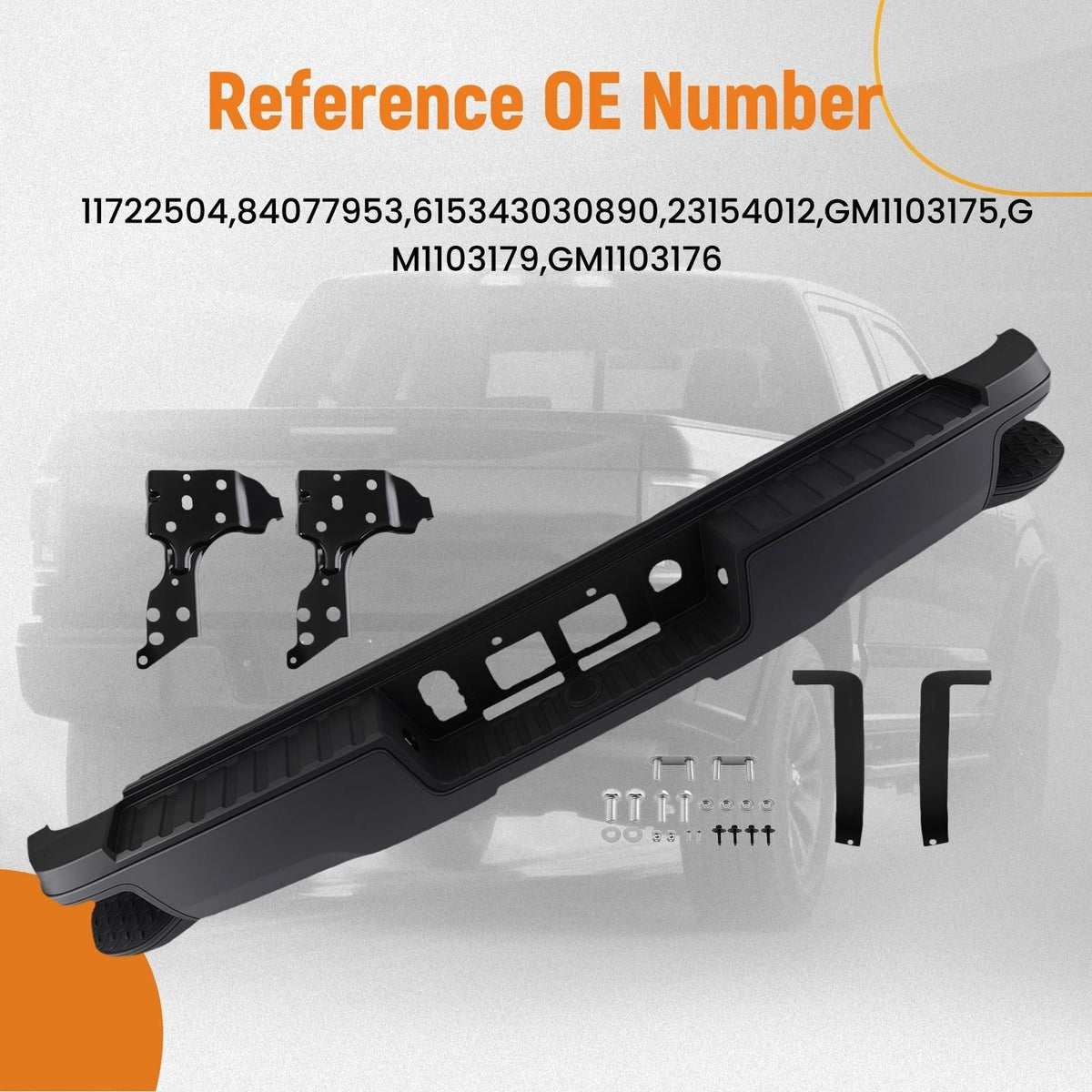 Black Rear Step Bumper for Chevy Silverado 1500 (2014–2018) GM1103179 Steel