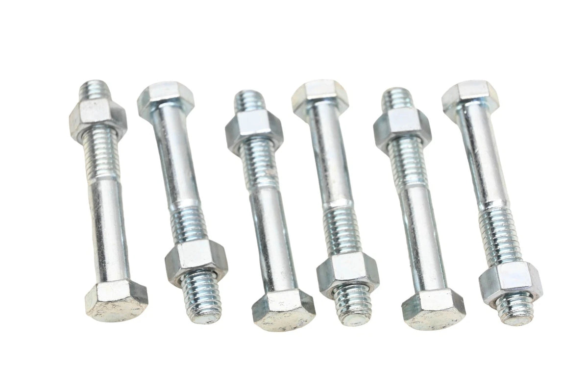 Set of 6 Hex Bolts with Nuts 9/16" x 3/8-16 x 2.5" Grade 307A