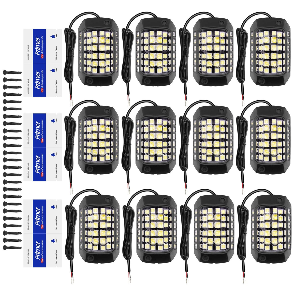 12 Pods LED Rock Lights for Trucks (6000K Pure White)