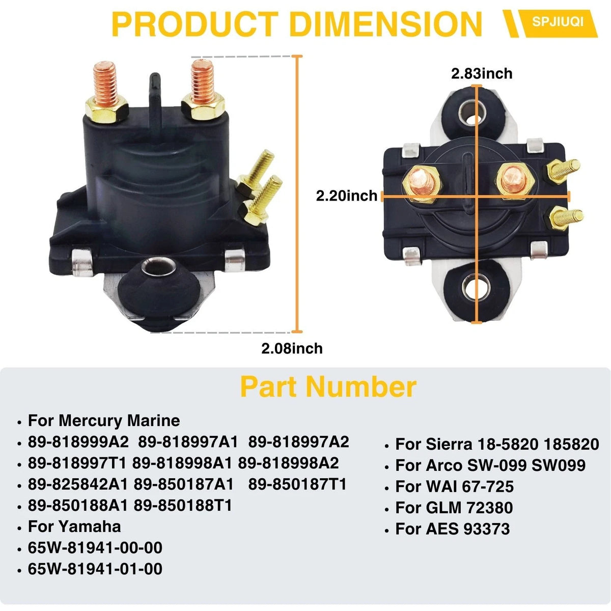 2X 65W-81941-00-00 4-Pole 12V Starter Solenoid Relay for Mercury Outboards