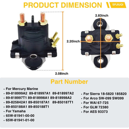 2X 65W-81941-00-00 4-Pole 12V Starter Solenoid Relay for Mercury Outboards