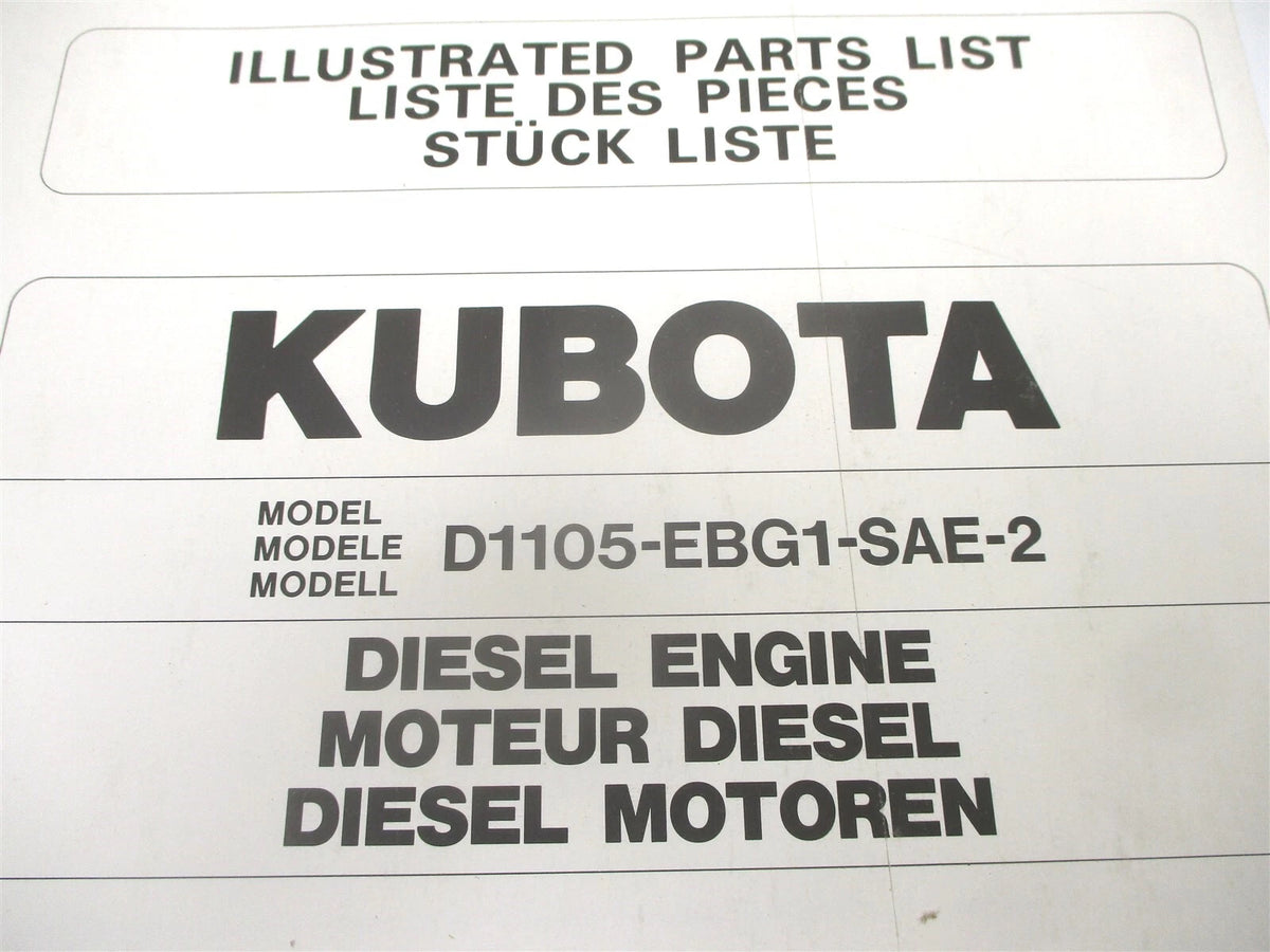 Illustrated Parts List Manual for Kubota D1105-EBG1-SAE-2 Engine (N/A)