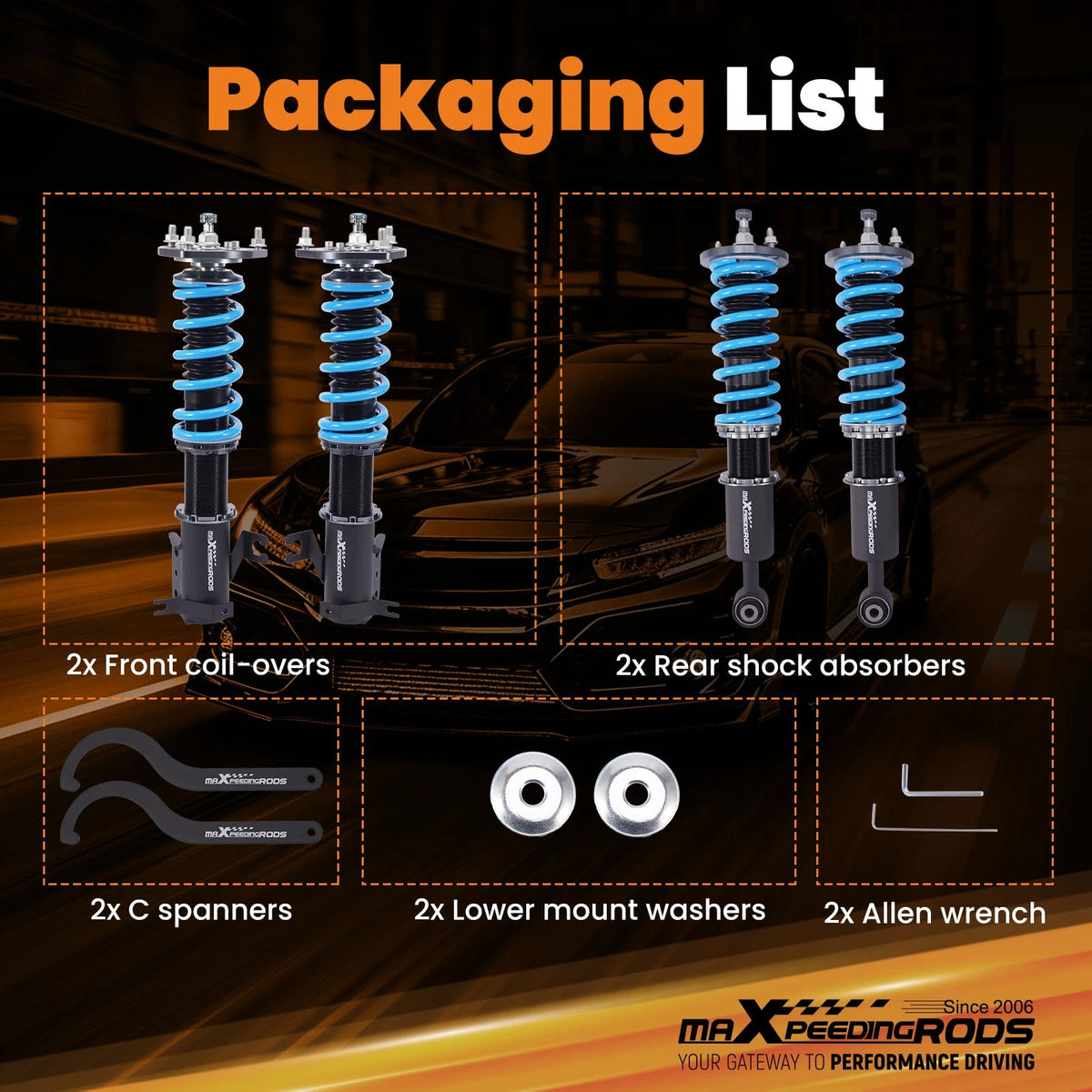 24 Level Adjustable Coilover Shock Kit for Nissan Maxima (1995–1999)