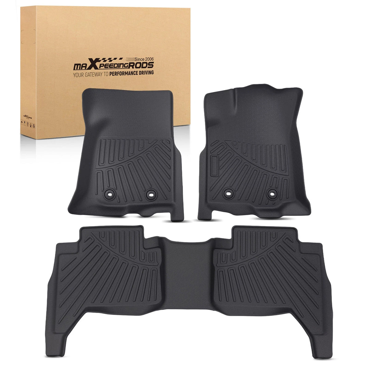 Set of 4 Carpet Floor Mats for Toyota Tacoma Double Cab (2018–2023) TPE Black