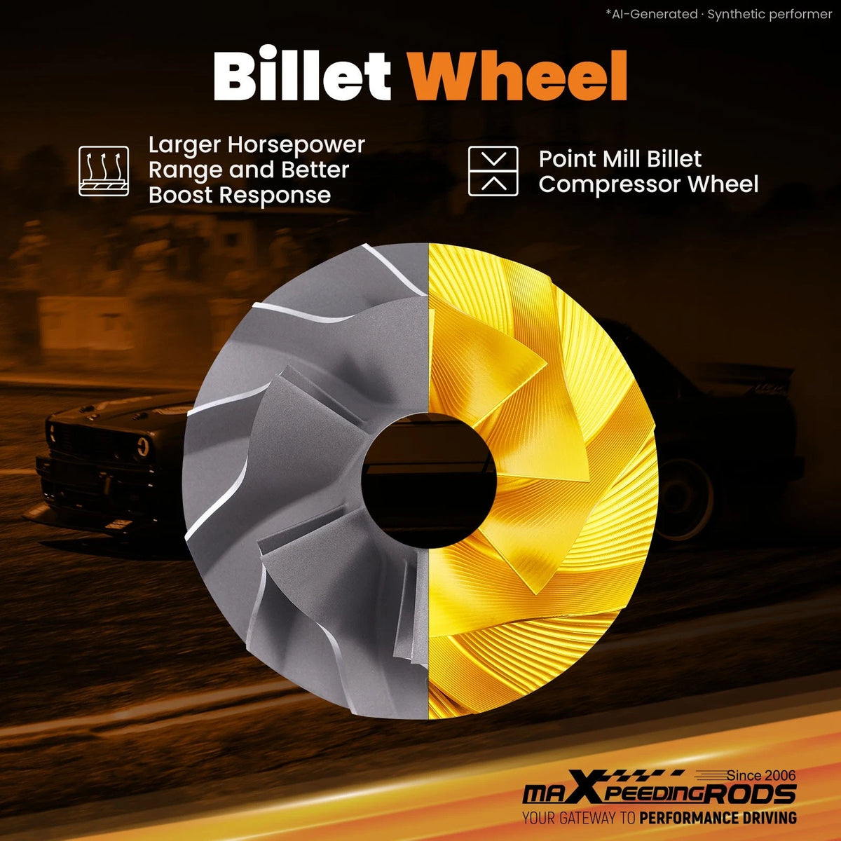 Ball Bearing Turbo for 2.0-3.5L (Up to 900HP, Billet Comp Wheel, 0.72 A/R, V-band)