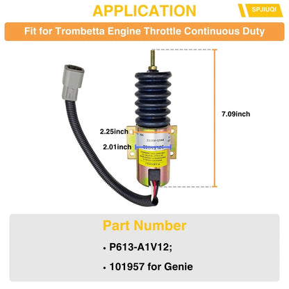 Pull Solenoid 101957 for Genie Trombetta Engine Throttle (Continuous Duty)
