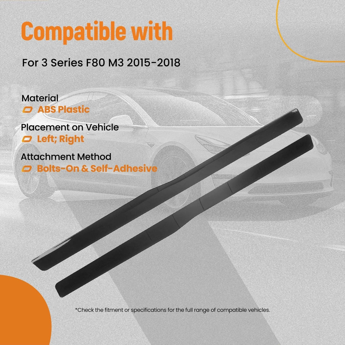 ABS Side Skirt Panel Extensions for BMW F80 M3 F82 M4 (2015–2020) Gloss Black