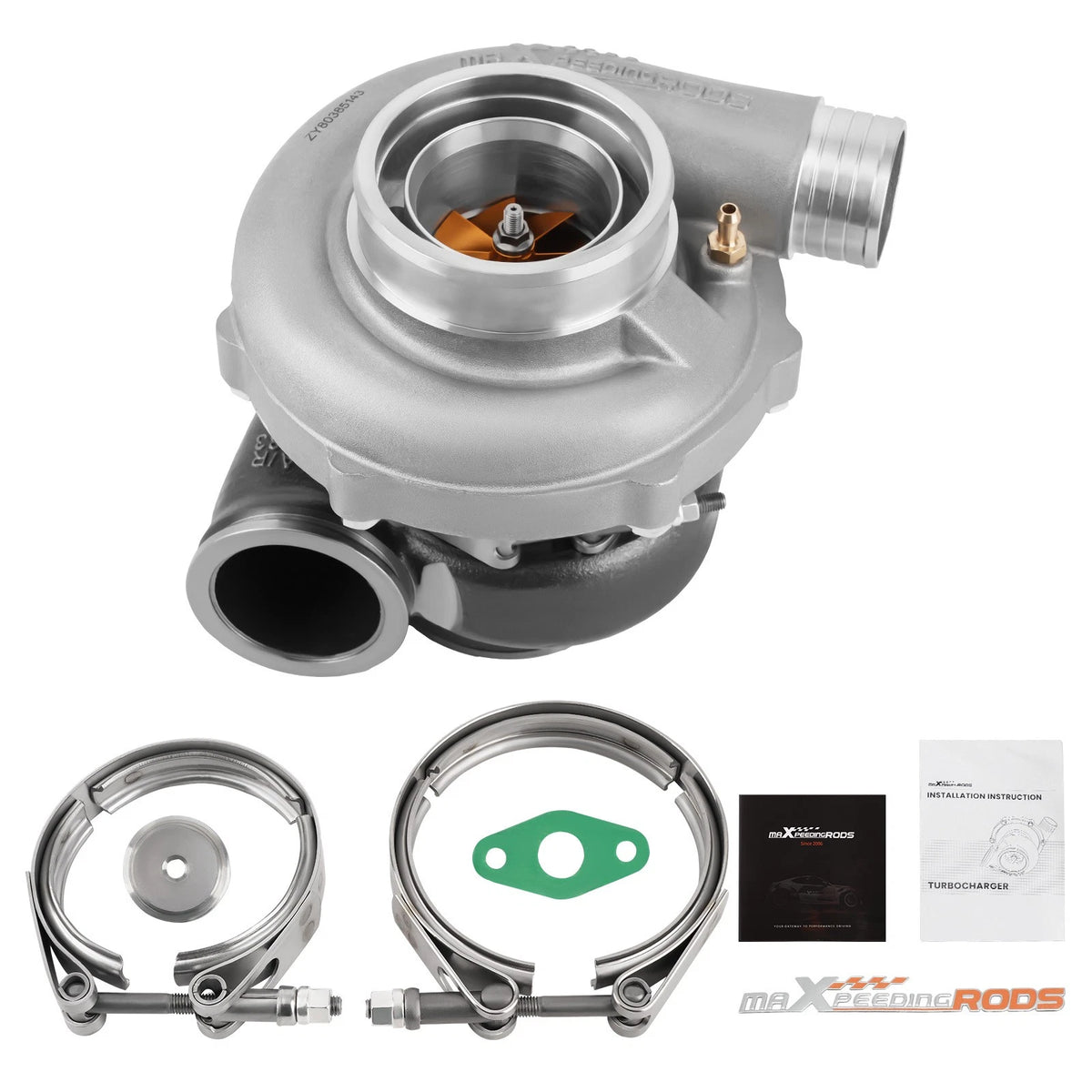 Ball Bearing Turbo for 2.0-3.5L (Up to 900HP, Billet Comp Wheel, 0.72 A/R, V-band)