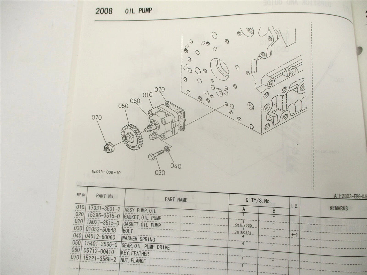 Illustrated Parts List Manual for Kubota KJ-S230DX/S150VX/T210VX/T270FX