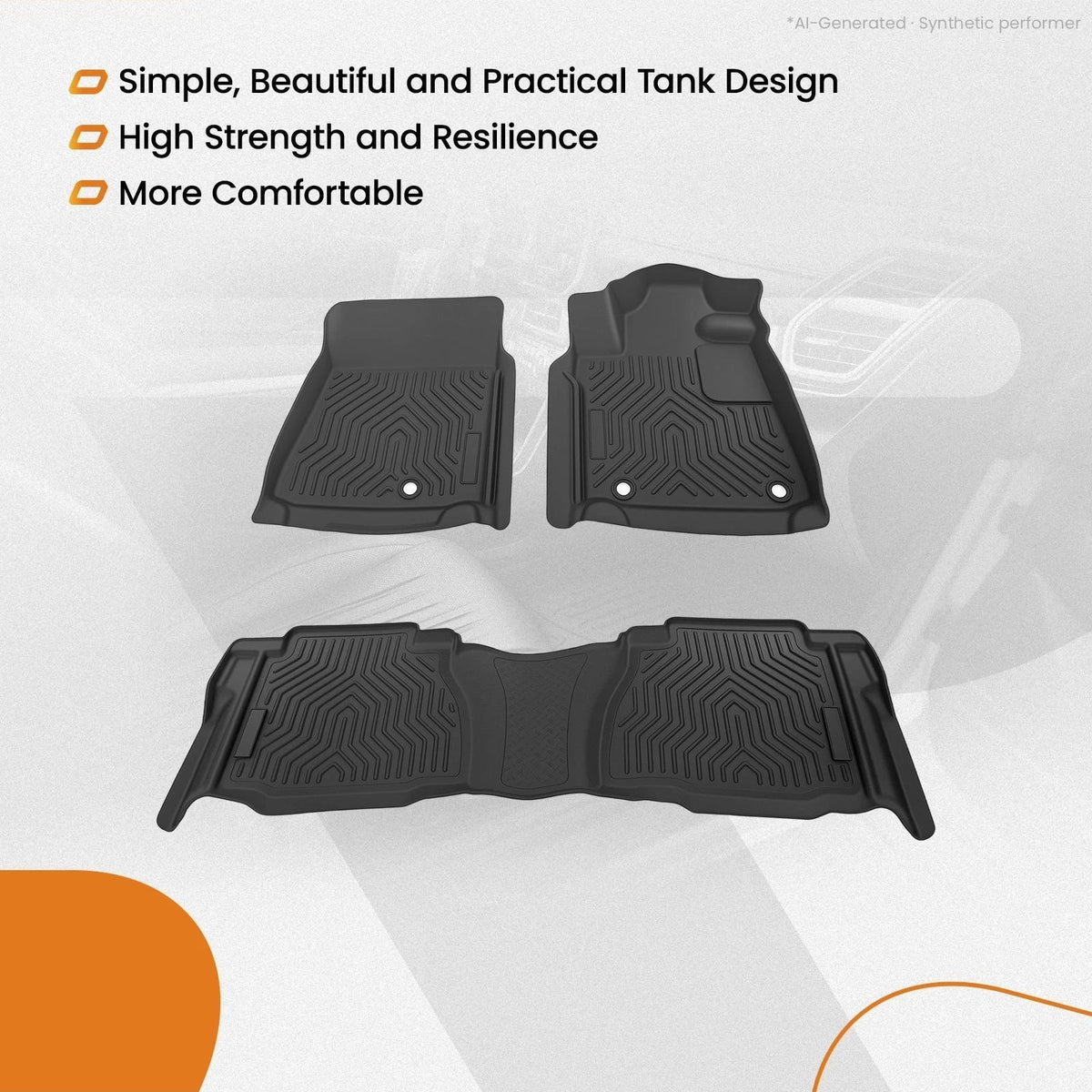 Set of 2 Waterproof Floor Mats for Toyota Tundra Double Cab (2007–2011)
