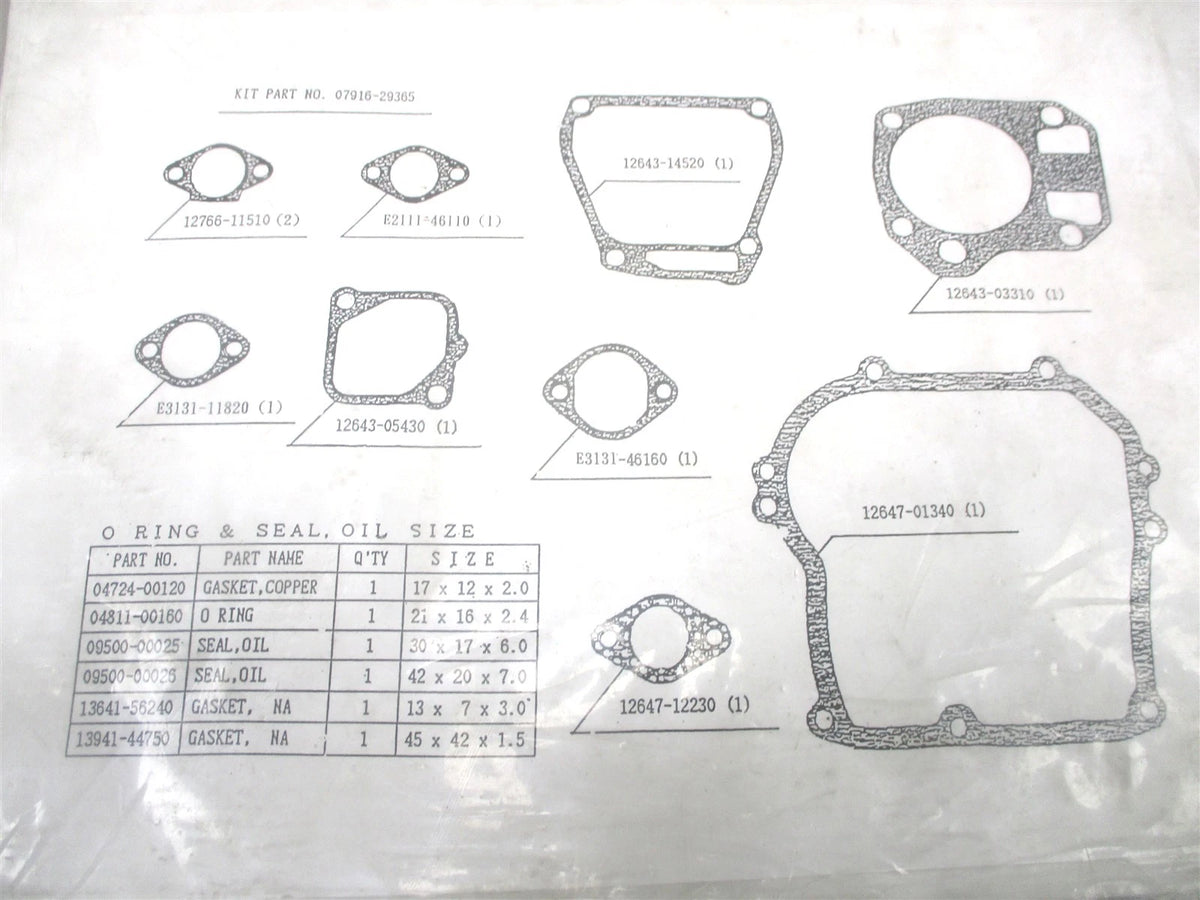 Engine Gasket Kit for Kubota GH120 (07916-29365, 07916-29360)
