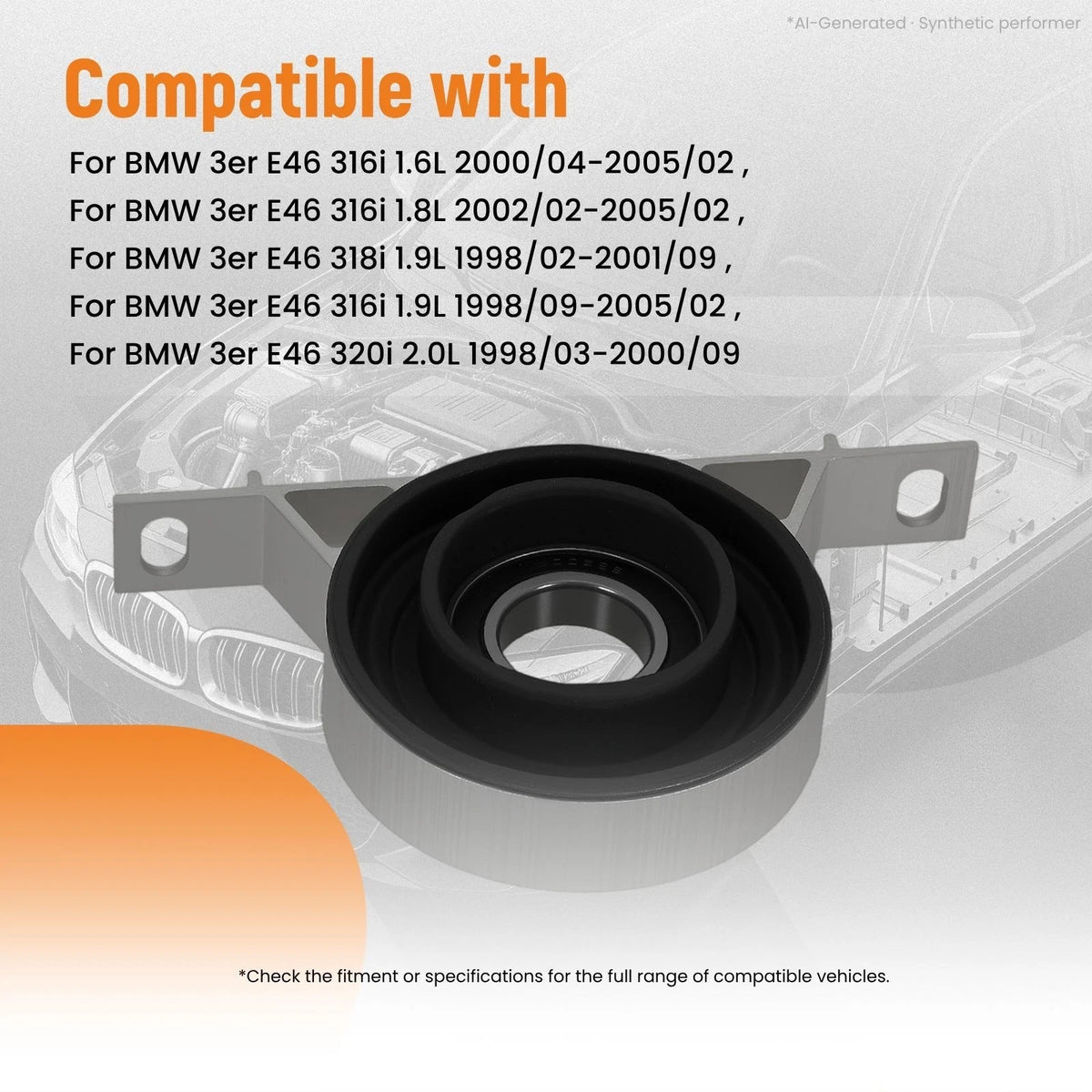 Drive Shaft Flex Disc Joint + Center Support Bearing for BMW 318i 323i 325i 328i (1992–2000)