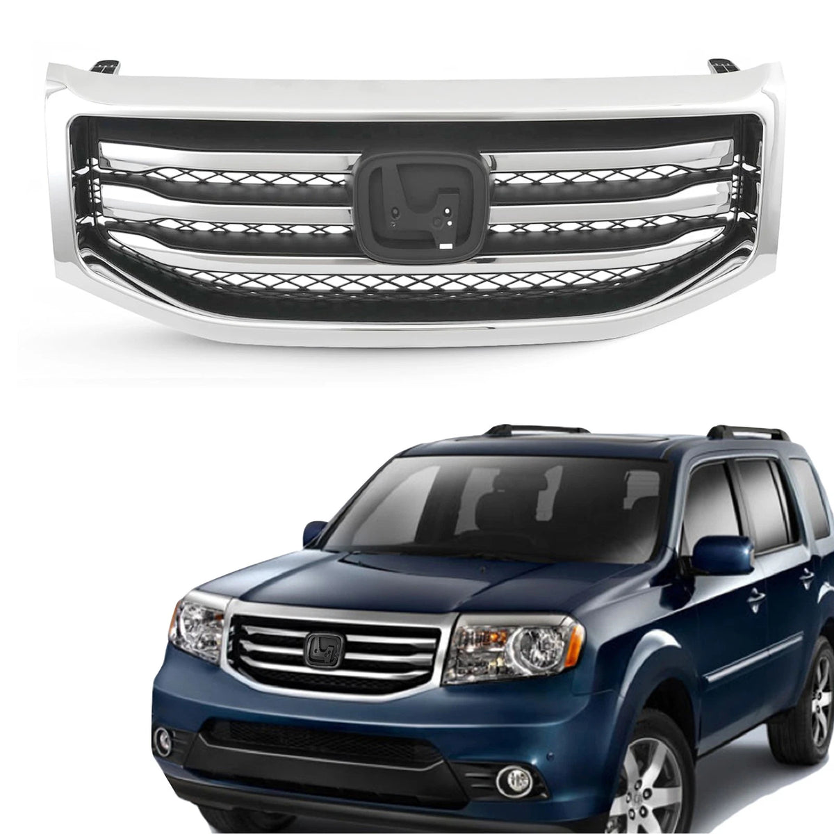 Front Bumper Upper Grille Assembly for Honda Pilot (2012–2015)