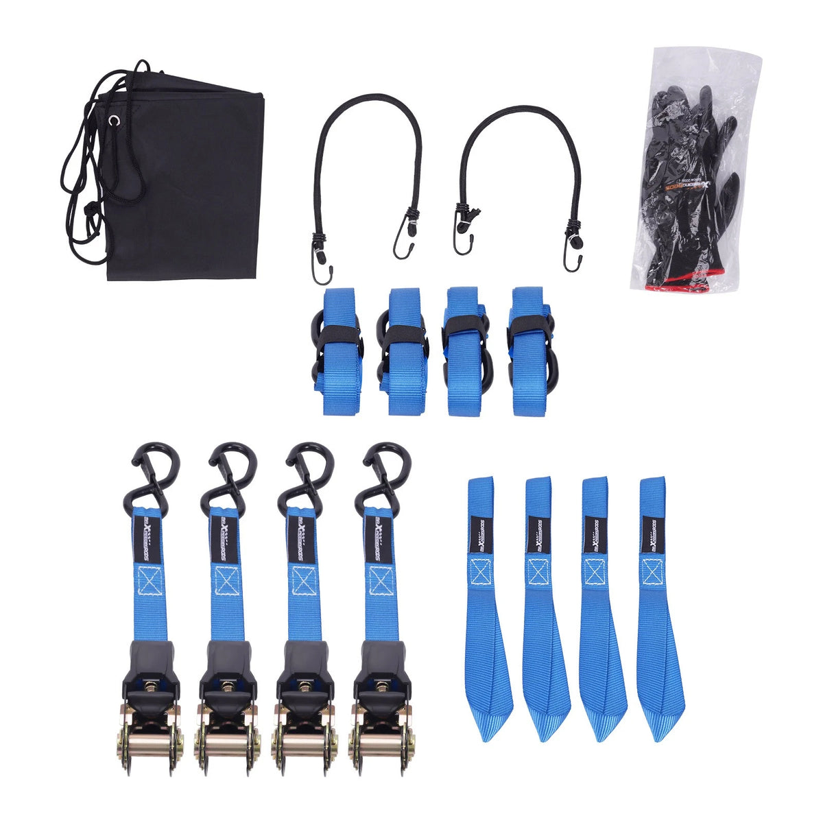 Set of 4 Heavy Duty Ratchet Straps 1" 2200 lb S-Hook for Transport/Truck